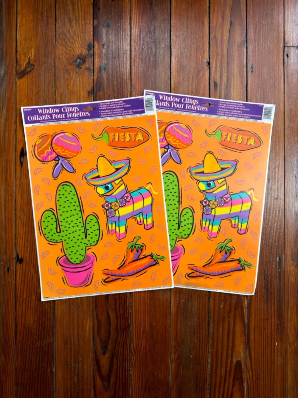NEW NOS Vintage 90s Unique brand Cinco de Mayo window clings 2 sheets